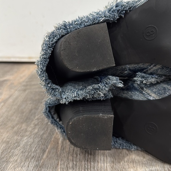 Target Wild Fable Blue Denim Jean Western Cowboy Zipper Fringe Boots Size 8 - Picture 5 of 9